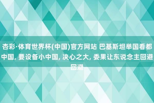 杏彩·体育世界杯(中国)官方网站 巴基斯坦举国看都中国, 要设备小中国, 决心之大, 委果让东说念主回避