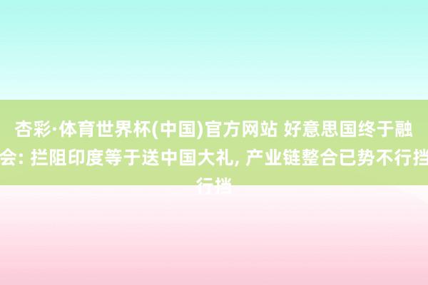 杏彩·体育世界杯(中国)官方网站 好意思国终于融会: 拦阻印度等于送中国大礼, 产业链整合已势不行挡
