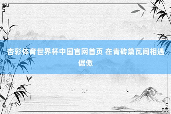 杏彩体育世界杯中国官网首页 在青砖黛瓦间相遇倨傲