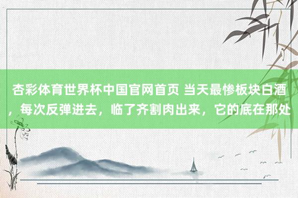 杏彩体育世界杯中国官网首页 当天最惨板块白酒，每次反弹进去，临了齐割肉出来，它的底在那处