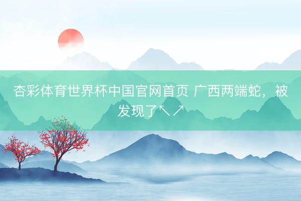 杏彩体育世界杯中国官网首页 广西两端蛇,被发现了↖↗