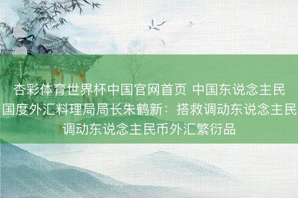 杏彩体育世界杯中国官网首页 中国东说念主民银行副行长、国度外汇料理局局长朱鹤新:搭救调动东说念主民币外汇繁衍品
