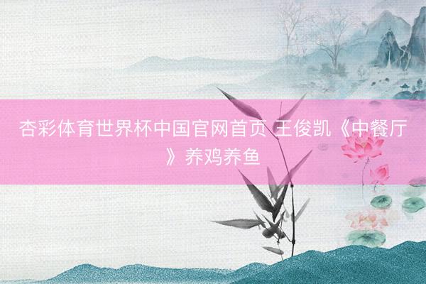 杏彩体育世界杯中国官网首页 王俊凯《中餐厅》养鸡养鱼